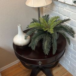 Dark Wood End Table With Drawer