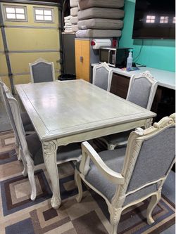 Dining Table with 6 chairs Brand new upholstery