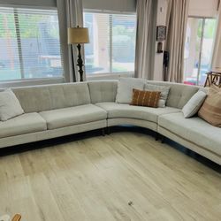Living Spaces Three Piece Sectional Sofa 