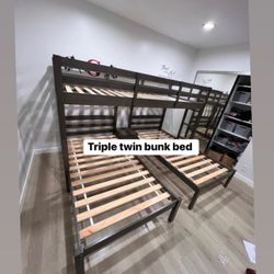 Triple Bunks Bed Wood 