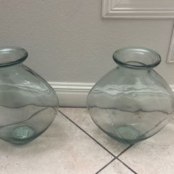 Two Medium Glass Vases