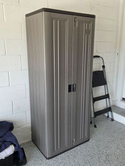 Like New Gray Plastic Garage Cabinet
