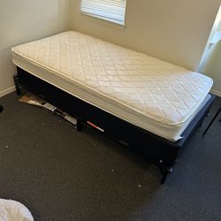Twin Bed Frame, Box Spring, And Mattress