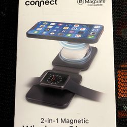 Connect 2-in-1 Magnetic Wireless Charger for Apple iPhone/AirPods /Apple Watch