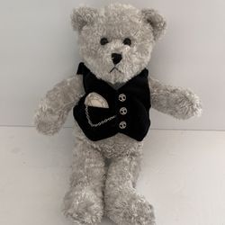 New Department 56 Silver Teddy Bear With Pocket Watch