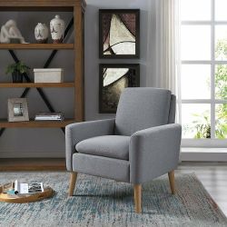Modern Accent Fabric Chair Single Sofa Upholstered Arm Chair Living Room Furniture (Gray)