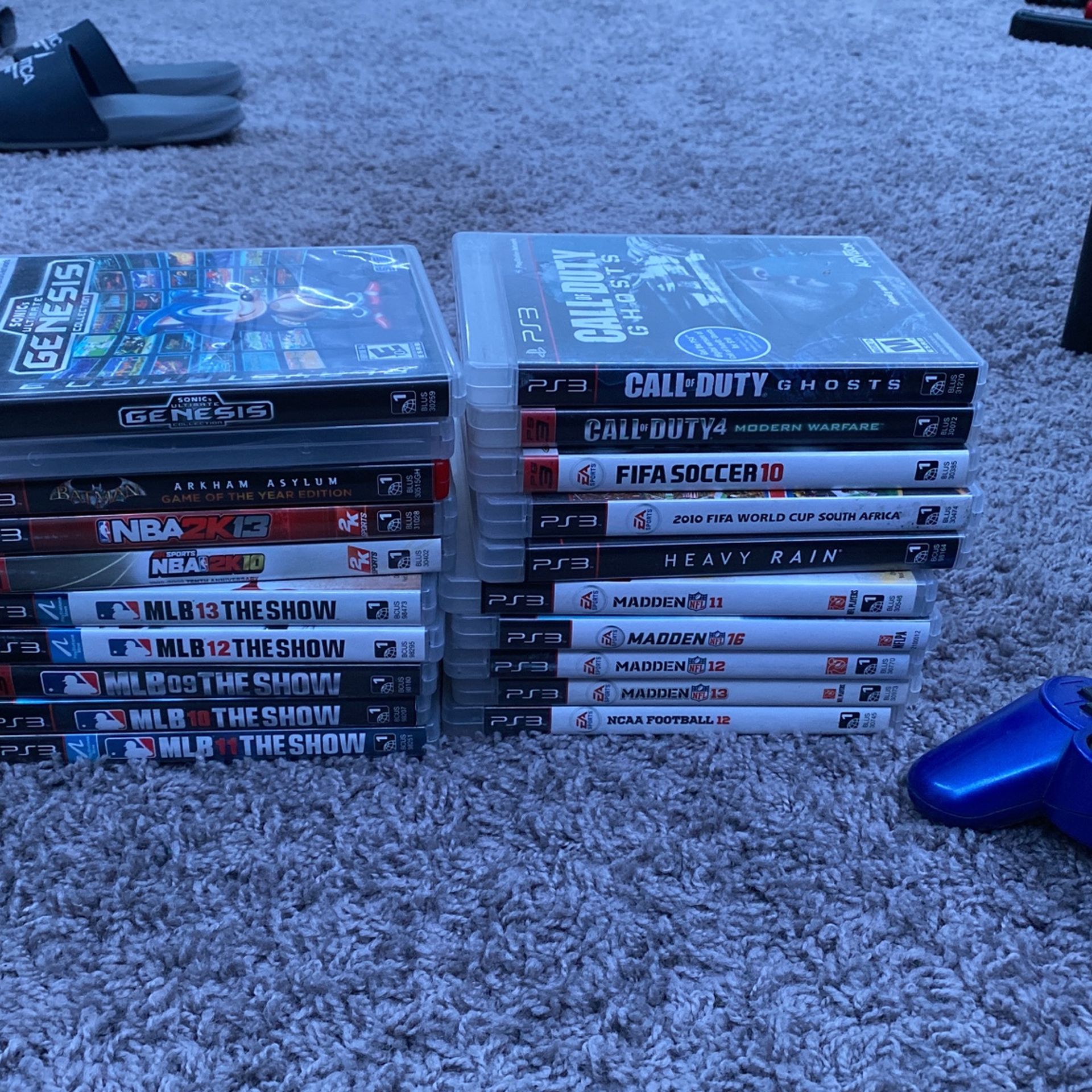 ps3 games, controller, and dual charger 