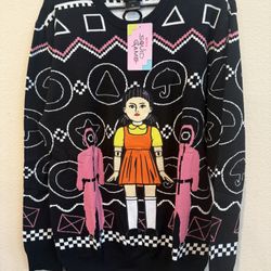 Netflix Squid Game black & pink long sleeve sweater size Large And XL