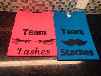 Personalized gender reveal shirts and cups