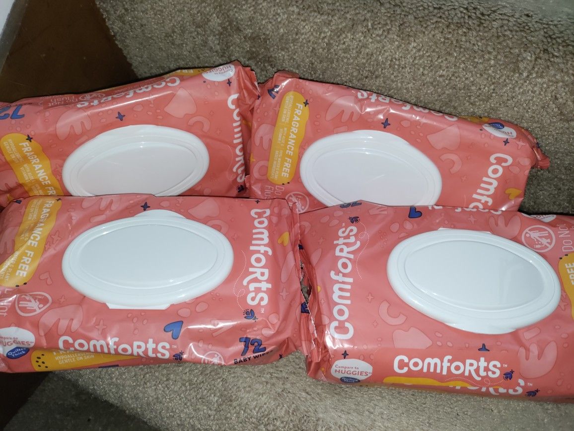 (4) Baby Wipes! Comforts Brand! Compared to Huggies! 