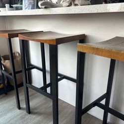Three Wooden barstools