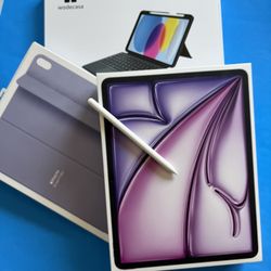iPad Air 13” (M2 Processor / 2024 / purple) 256gb With Keyboard, Pen Accessories 
