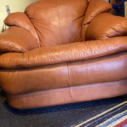 Brown Leather Plush Couch