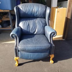 Blue Leather Recliner Chair