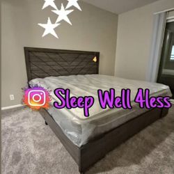 NEW QUEEN BED FRAME AND MATTRESS 