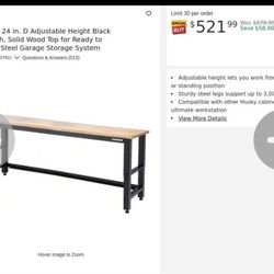 Workbench 96 W x 24 D Solid Wood Top