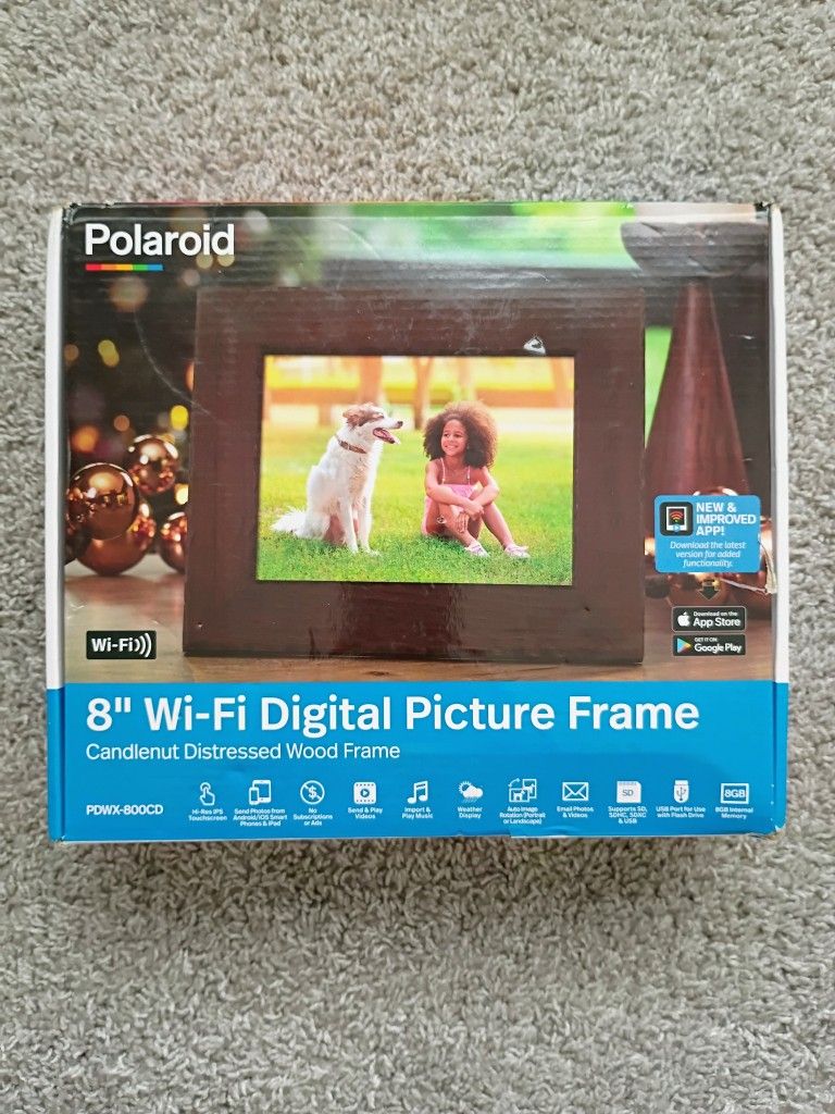 Polaroid 8” Wi-Fi digital picture frame, Brand New Open Box