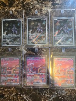 Pokemon Scarlet and Violet 151 Mewtwo and Mew Ex Promo Trading Cards 052 053