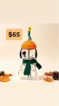 New Starbucks + peanuts 2026 fall collection snoopy glass cup tumbler