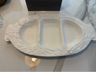 Williams-Sonoma White Oval Divided Ceramic Serving Tray