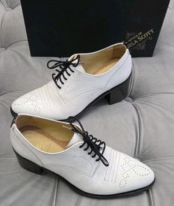 The Office Of Angela Scott Miss Addison White Oxfords Heels Womens Shoes 38.5 8.5