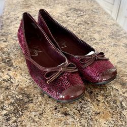 Sam & Libby Zees Ballet Flat Suede Purple Bow Top Size 6.5M