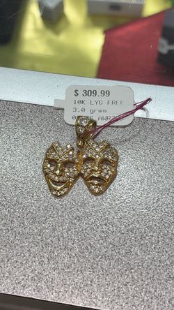 10K Gold Comedy Tragedy Mask Pendant