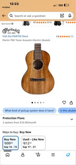 Martin T1K Solid Hawaiian Koa Tenor Ukulele (Serial #22497) w/ Padded Gig Bag