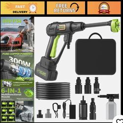 Cordless Pressure Washer Battery Powered; 990PSI Cordless Power Washer with 6-in-1
