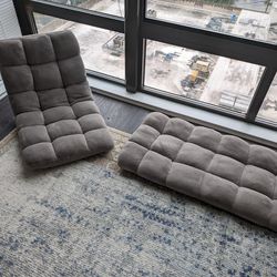Grey Loungie Microplush Recliner Chairs