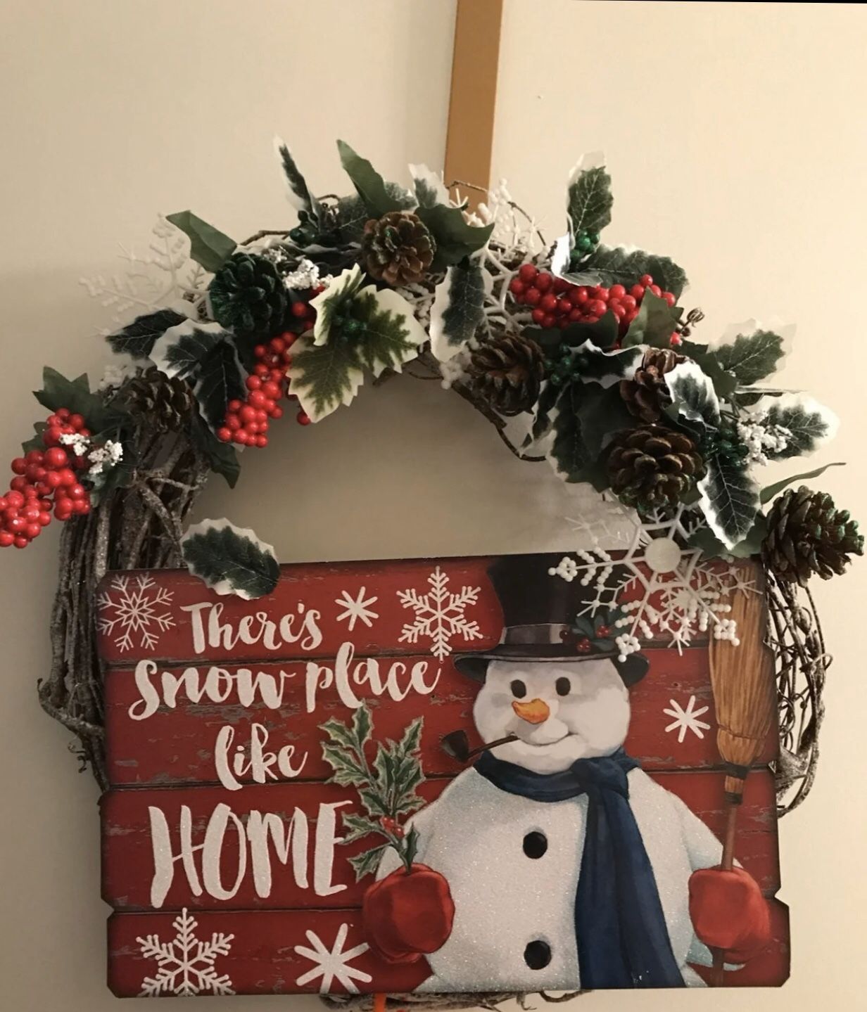 Snowman grapevine Christmas wreath