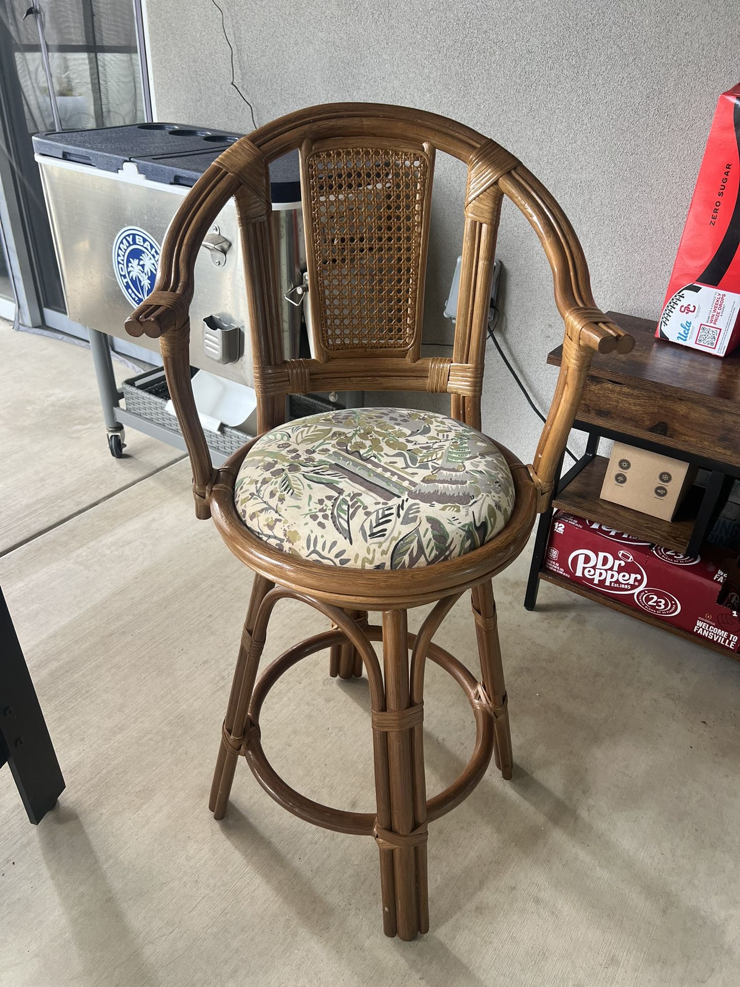 2 Vintage Bamboo Swivel Bar Or Counter  Stools~LOCAL PICKUP ONLY