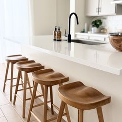 4 NEW Solid Wood Walnut Counter Height Stools