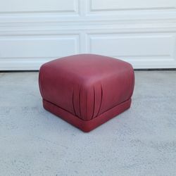 Red Leather Ottoman Foot Stool Petite Coffee Table Modern Contemporary 