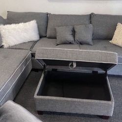 Sectional Sofa Set With Ottoman 