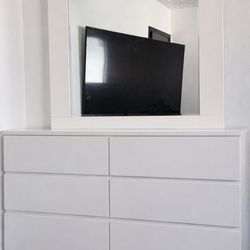 White modern dresser 6 drawers