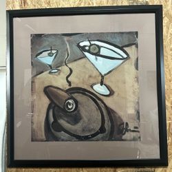 Large Modern Abstract Figurative Painting with Martini Motif