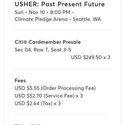 3 Balcony Usher Tickets 