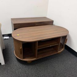 Rectangle Coffee Table, Fluted Coffee Tables for Living Room, Mid-Century Coffee Table