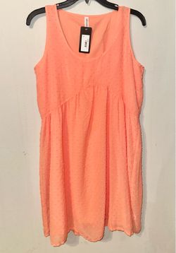 Coral Textured Sleeveless Dress