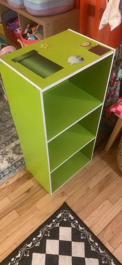 Green 3-Shelf Bookcase with Stickers