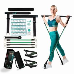 Pilates bar kit with resistance bar