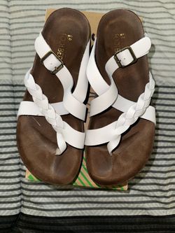 White Mountain Braided Strap Sandals with Buckle