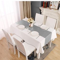 Silver Sequin Table Runners Glitter Sparkly Iridescent Shimmer for Dining Room Table Decorations for Birthday Party Supplies Wedding Reception Holiday