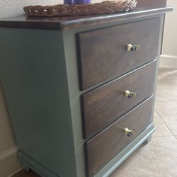 Real Dark Oak stained Top Night Dresser With Mint Finish.