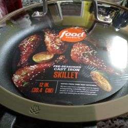 12 INCH CAST IRON SKILLET WITH GLASS LID