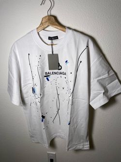 Balenciaga BB Logo Paint Splatter T-Shirt White – Oversized Fit size M/L