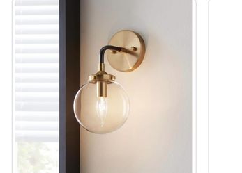 Home Decorators Collection 1-Light Matte Black and Antique Gold Wall Sconce