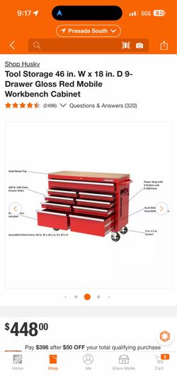 Husky Rolling Tool Chest Workbench