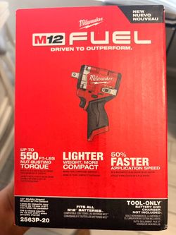 New Milwaukee M12 FUEL 1/2" Stubby Impact Wrench
